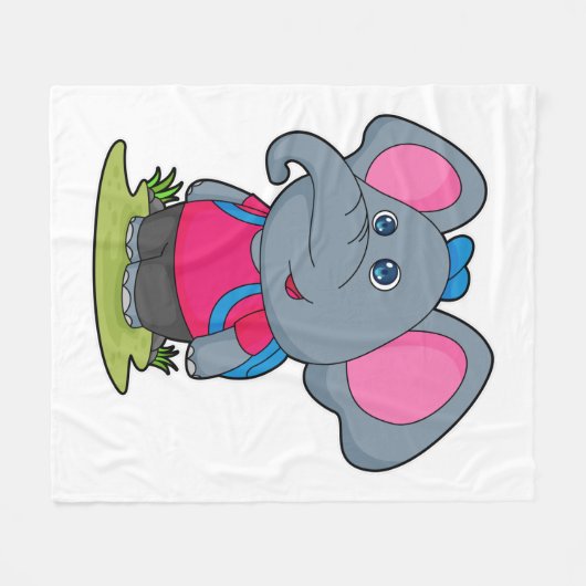 Elefant als Wiker mit Rucksack Fleecedecke (Vorderseite (Horizontal))