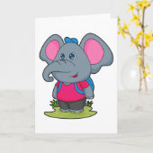 Elefant als Wiker mit Rucksack Karte (Gelbe Blume)