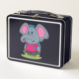 Elefant als Wiker mit Rucksack Metall Brotdose