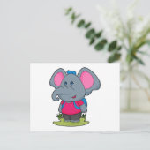 Elefant als Wiker mit Rucksack Postkarte (Stehend Vorderseite)