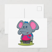 Elefant als Wiker mit Rucksack Postkarte (Vorne/Hinten)