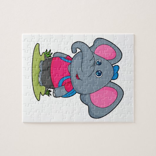 Elefant als Wiker mit Rucksack Puzzle (Horizontal)