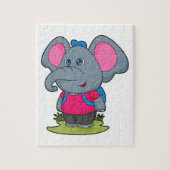 Elefant als Wiker mit Rucksack Puzzle (Vertikal)