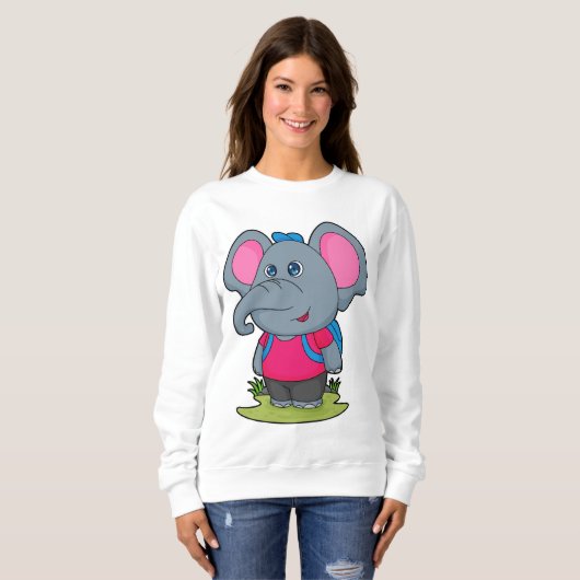 Elefant als Wiker mit Rucksack Sweatshirt (Vorne ganz)
