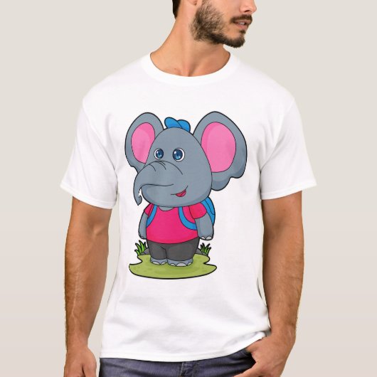 Elefant als Wiker mit Rucksack T-Shirt (Vorderseite)