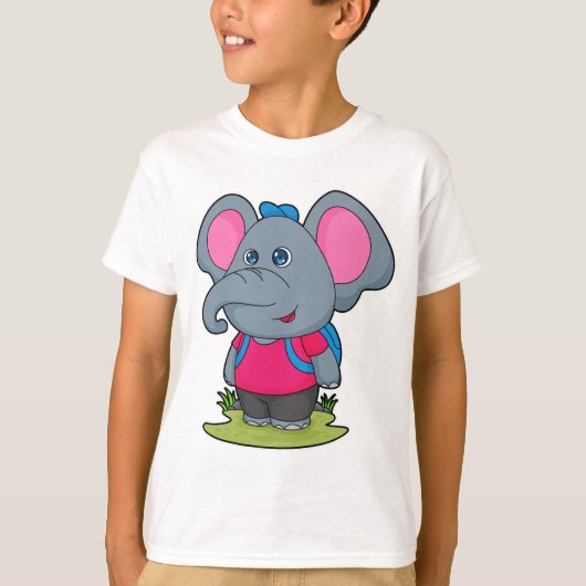 Elefant als Wiker mit Rucksack T-Shirt (Vorderseite)