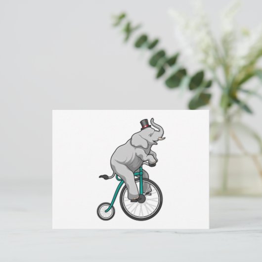 Elefant am Zirkus mit Fahrrad Postkarte (Stehend Vorderseite)