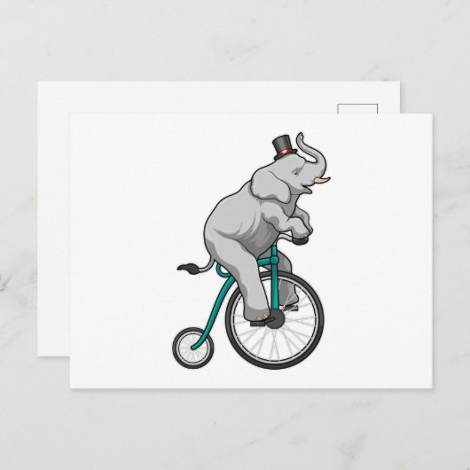 Elefant am Zirkus mit Fahrrad Postkarte (Vorne/Hinten)