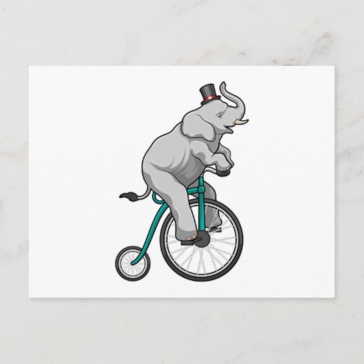 Elefant am Zirkus mit Fahrrad Postkarte (Vorderseite)