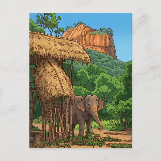 Elefant an Sigiriya Postkarte (Vorderseite)