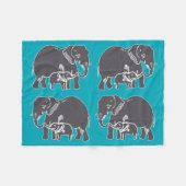 Elefant-aquamarine Fleece-Decke Fleecedecke (Vorderseite (Horizontal))
