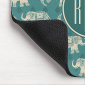 Elefant-aquamarines Wohnwagen-Muster des Mousepad (Ecke)