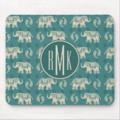 Elefant-aquamarines Wohnwagen-Muster des Mousepad (Vorne)