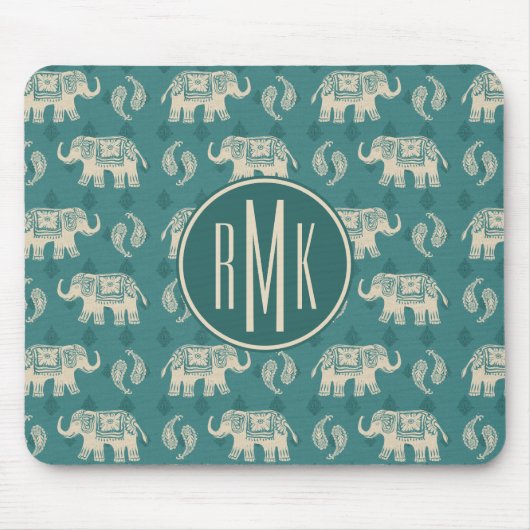 Elefant-aquamarines Wohnwagen-Muster des Mousepad (Vorne)