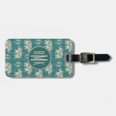 Elefant-aquamarines Wohnwagen-Muster Gepäckanhänger (Vorderseite horizontal)