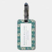 Elefant-aquamarines Wohnwagen-Muster Gepäckanhänger (Rückseite vertikal)