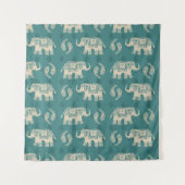 Elefant-aquamarines Wohnwagen-Muster Wandteppich (Vorderseite (Horizontal))