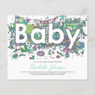 Elefant Aquarell Budget Baby Shower Flyer