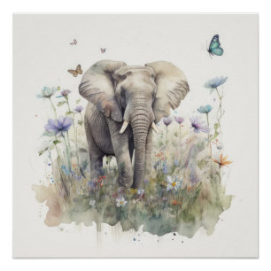 Elefant Aquarell Kunst Poster