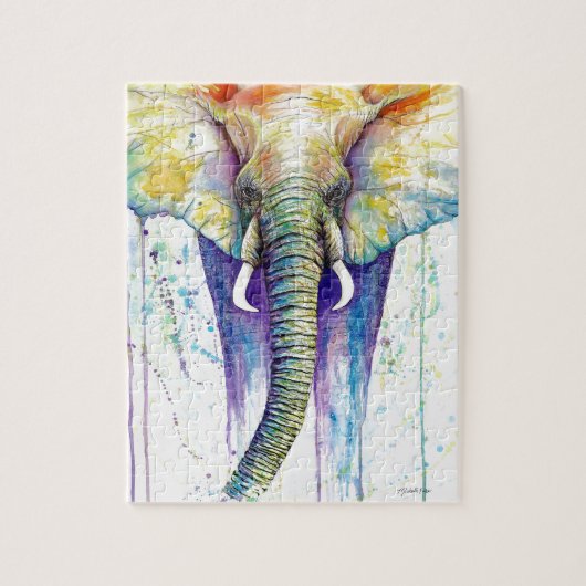Elefant-Aquarellkunst Puzzle (Vertikal)