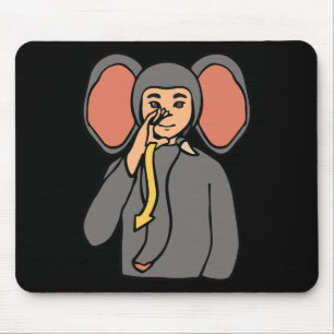 Elefant ASL-Handgeste gehörloser Hörverlust Bewuss Mousepad