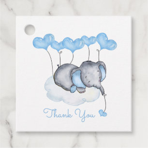 Elefant auf Cloud Niedlich Boy Baby Shower Geschenkanhänger