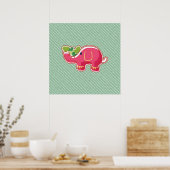 Elefant auf dem Hintergrund der grünen Diagonal Poster (Küche)