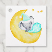 Elefant auf dem Mond Niedliche neutrale Babydusche Geschenkanhänger (Vorderseite)