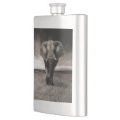 Elefant auf der Flucht Flachmann (Links)