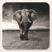 Elefant auf der Flucht Rechteckiger Pappuntersetzer (Vorderseite)