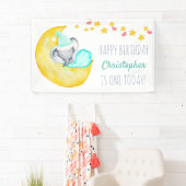 Elefant auf der Moon Little Boys Birthday Party Banner (Insitu)