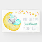 Elefant auf der Moon Little Boys Birthday Party Banner (Horizontal)