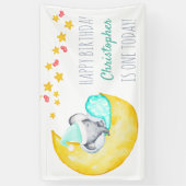 Elefant auf der Moon Little Boys Birthday Party Banner (Vertikal)