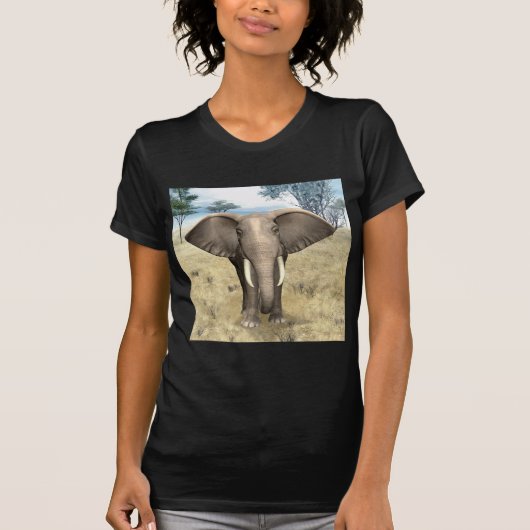 Elefant auf der Savanne T-Shirt (Vorderseite)