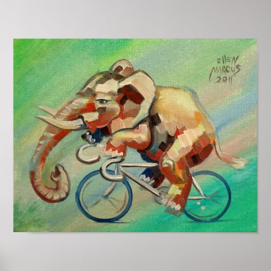 Elefant auf einem Fahrrad II Poster (Vorne)