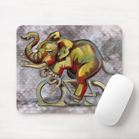 Elefant auf einem Fahrrad Mousepad (Mit Mouse)