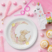 Elefant auf einem Mond mit Glitzer Pappteller (Party)