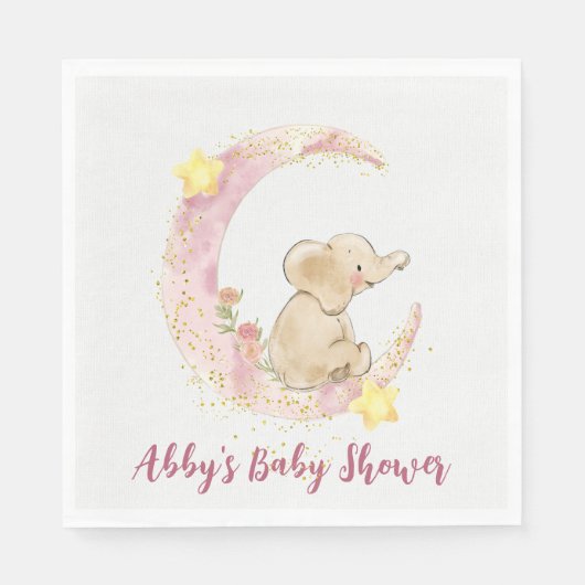 Elefant auf einem Mond mit Glitzer Serviette (Vorderseite)