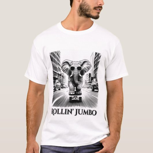 Elefant auf einem Skateboard T-Shirt (Vorderseite)