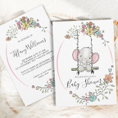 Elefant auf einer Schaukel Niedliche Babydusche Einladung