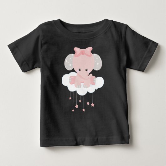 Elefant auf einer Wolke, Niedlicher Elefant, Krone Baby T-shirt (Vorderseite)