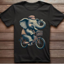 Elefant auf Fahrrad Retro-T - Shirt