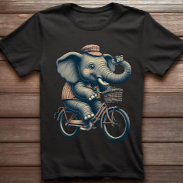Elefant auf Fahrrad Retro-T - Shirt