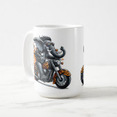Elefant auf Motorrad mit Flammen Kaffeetasse (Vorderseite Links)