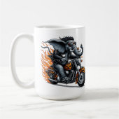 Elefant auf Motorrad mit Flammen Kaffeetasse (Links)