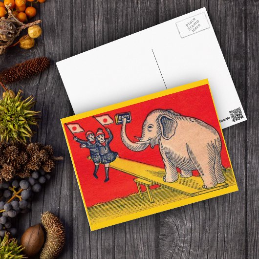 Elefant auf Seesaw mit Kamera-Kindern Postkarte