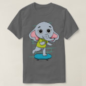 Elefant auf Skateboard T-Shirt (Design vorne)