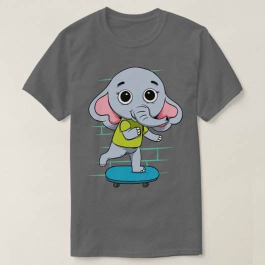 Elefant auf Skateboard T-Shirt (Design vorne)