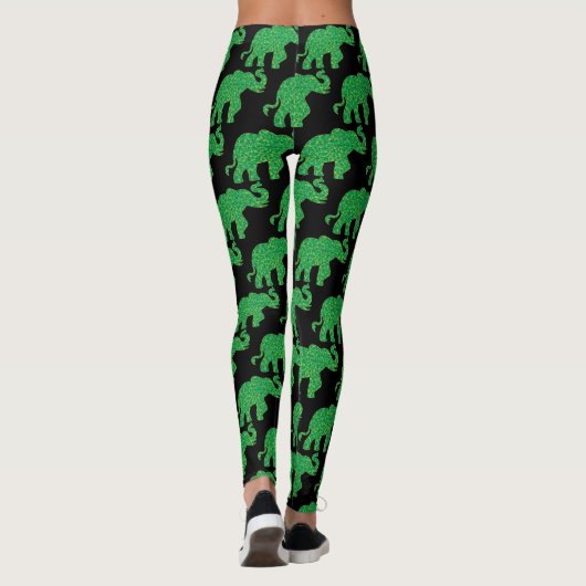 Elefant aus Kleeblättern Leggings (Rückseite)