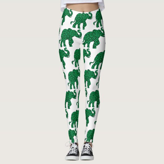 Elefant aus Kleeblättern Leggings (Vorderseite)
